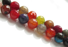 Image de 10x10 mm, perles rondes, pierres gemmes, agate craquelée, tons vifs, à facettes
