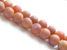 Image de 8x8 mm, perles rondes, pierres gemmes, agate druse, orange pêche, dépoli