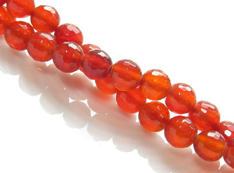 Image de 6x6 mm, perles rondes, pierres gemmes, cornaline rouge, à facettes