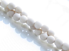 Picture of 6x6 mm, round, gemstone beads, river stone, antique white, natural, frosted