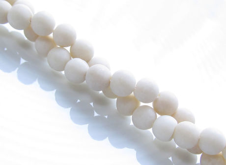 Picture of 4x4 mm, round, gemstone beads, river stone, antique white, natural, frosted