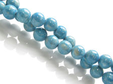 Picture of 6x6 mm, round, gemstone beads, river stone, light viking blue