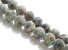 Picture of 8x8 mm, round, gemstone beads, agate, Tibetan style, beige brown and grey green, frosted