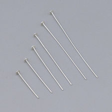 Picture of Head pins, 1.37 inches, 24 gauge, sterling silver, 2 pieces
