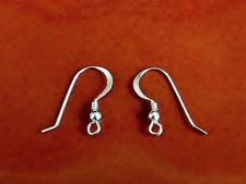 Picture of French hook ear wires, 14x20 mm, with coil, 2.6 mm ball and 1.8 mm loop, sterling silver, 1 pair