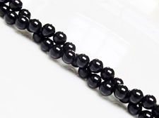Picture of 6x6 mm, round, gemstone beads, tourmaline, black, natural, A-grade