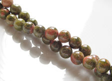 Picture of 6x6 mm, round, gemstone beads, unakite, natural