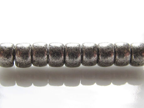 Picture of Czech seed beads, size 8, opaque, jet black, antique silver, luster