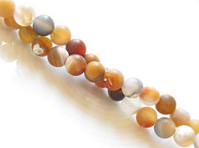 Image de 6x6 mm, perles rondes, pierres gemmes, agate à rayures, grise et brun doré, naturelle, dépolie