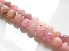 Picture of 8x8 mm, round, gemstone beads, Madagascar rose quartz, natural, B-grade