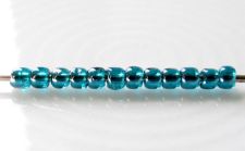 Picture of Japanese seed bead, round, size 11/0, Toho, transparent, zircon turquoise blue, luster