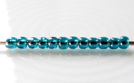 Image de Perles de rocailles japonaises, rondes, taille 11/0, Toho, transparent, bleu turquoise zircon, lustré