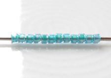 Picture of Cylinder beads, size 11/0, Treasure, turquoise-lined, light sapphire blue, rainbow finishing, 5 grams